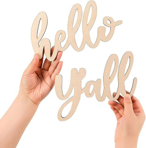PARBEE Hello Fall Y'all Wood Letters 8 Inch Fall Porch Sign Large Letter Unfinished Cutouts Wooden Decoration for Fall Thanksgiving Farmhouse Decorative Wood Sign in Saudi Arabia
