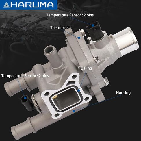 Coolant Thermostat and Housing with Sensors 2009-2011 For Chevrolet Aveo/Aveo5 ; 2009-2010 For Pontiac G3/ 09 G3 Wave - Replaces 25192228, 55564890, 15-81816, 902-033, 55579951 - Full Aluminum in Saudi Arabia