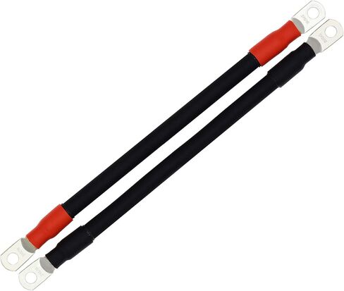 2 قطعة 2 AWG كابلات عاكس طاقة البطارية، طرف نحاسي معلب، جيد للطاقة الشمسية، السيارات، RV، الدراجات النارية، السيارات والبحرية (8 بوصة، 3/8 عروة) in Kuwait