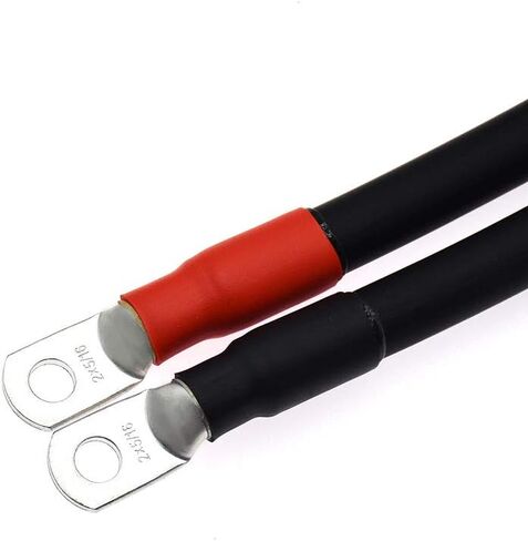 2 قطعة 2 AWG كابلات عاكس طاقة البطارية، طرف نحاسي معلب، جيد للطاقة الشمسية، السيارات، RV، الدراجات النارية، السيارات والبحرية (8 بوصة، 3/8 عروة) in Kuwait