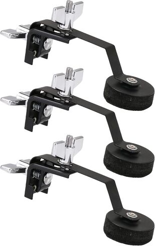 3 قطعة طبل المثبط كتم كاتم الصوت معدن أسود زائد ورأى المشبك على لهجة التحكم الخمار للأجزاء الموسيقية الأفخاخ in Kuwait