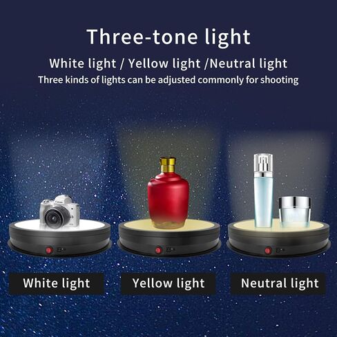 Rotating Display Stand with Led Light Large Turntable 16.5inch/220LB Load,Rotating Cake Stand Display Spinning Platform for Crystal Art Jewelry Photography Products and Shows (White) in Saudi Arabia