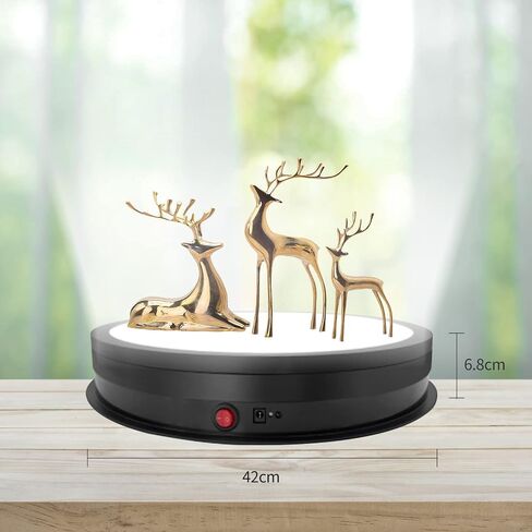 Rotating Display Stand with Led Light Large Turntable 16.5inch/220LB Load,Rotating Cake Stand Display Spinning Platform for Crystal Art Jewelry Photography Products and Shows (White) in Saudi Arabia