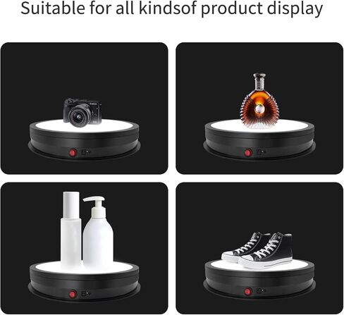 Rotating Display Stand with Led Light Large Turntable 16.5inch/220LB Load,Rotating Cake Stand Display Spinning Platform for Crystal Art Jewelry Photography Products and Shows (White) in Saudi Arabia
