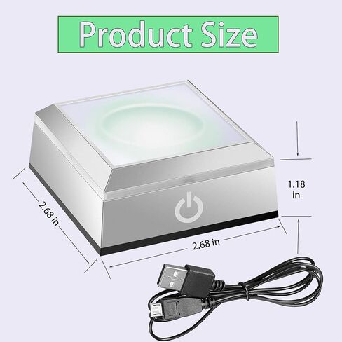 لوحة عرض بقاعدة إضاءة LED، قاعدة إضاءة مربعة 2 قطعة لفن الزجاج الكريستالي ثلاثي الأبعاد، قاعدة إضاءة كريستال ثلاثية الأبعاد للأعمال الفنية الكروية الزجاجية in Saudi Arabia