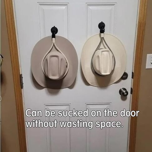 Cxtiy 2024 حوامل قبعة جديدة، حامل قبعة رعاة البقر مع كوب شفط حبل متين حامل قبعة رعاة البقر العالمي منظم شماعات القبعة يحافظ على شكل القبعة لشاحنة السيارة (أسود) in Kuwait