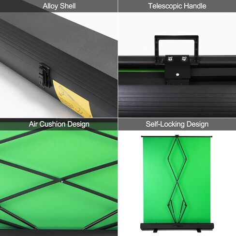 GVM Green Screen, 5x6.6FT Collapsible Green Screen Backdrop Kit with Stand+Storage Box Chroma Key Green Backdrop, Auto-Locking Frame Pull Down Green Screen for Streaming Photoshoot Game Studio Video in Saudi Arabia
