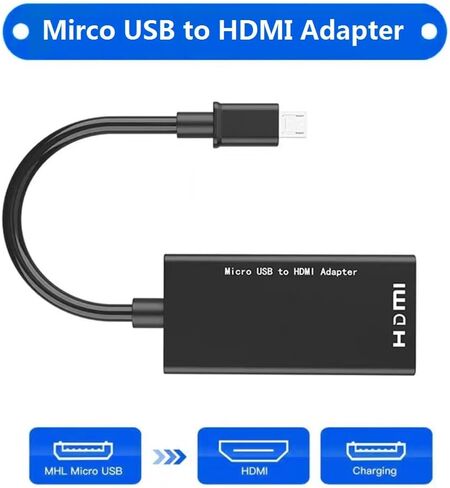 محول كابل Micro USB إلى HDMI، هاتف MHL 5pin إلى HDMI 1080P 4K رسم فيديو لهواتف Samsung Galaxy/LG/Huawei/Android الذكية مع وظيفة MHL in Kuwait