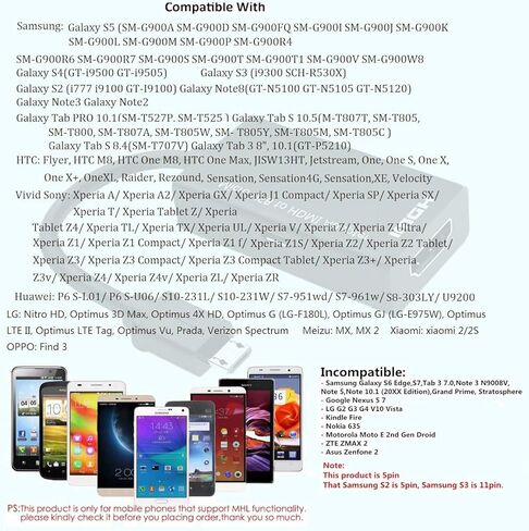 محول كابل Micro USB إلى HDMI، هاتف MHL 5pin إلى HDMI 1080P 4K رسم فيديو لهواتف Samsung Galaxy/LG/Huawei/Android الذكية مع وظيفة MHL in Kuwait