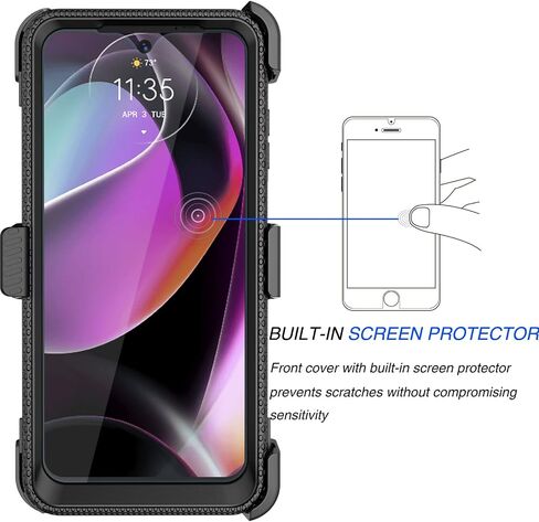 Tekcoo for Motorola Moto G 5G 2022 | Moto G (2022) | XT2213 Case Holster Clip, [Tshell] Shock Absorbing [Built-in Screen] [Kickstand Locking Belt] Secure Swivel Full Body Carrying Covers - Black in Saudi Arabia
