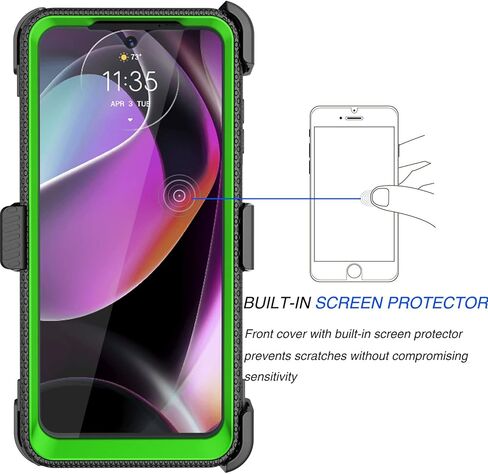 تيكو لموتورولا موتو جي 5 جي 2022 | موتو جي (2022) | مشبك حافظة XT2213، [قشرة] ممتص للصدمات [شاشة مدمجة] [حزام قفل بمسند] أغطية حمل كاملة للجسم دوارة آمنة - أسود in Kuwait