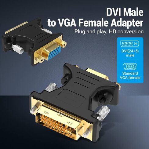 محول DVI-I 24+5 Pin إلى VGA Female، محول بطاقة رسومات فيديو بدقة 1080P Full HD للكمبيوتر الشخصي والكمبيوتر المحمول وجهاز العرض in Saudi Arabia
