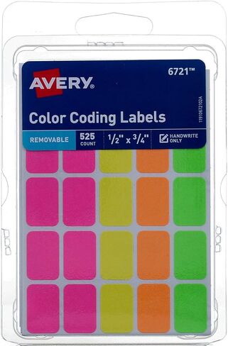 Avery Colored Labels, 525 per Pack, Rectangular, Assorted Colors, 6 Pack = Total 3150 Labels in Saudi Arabia