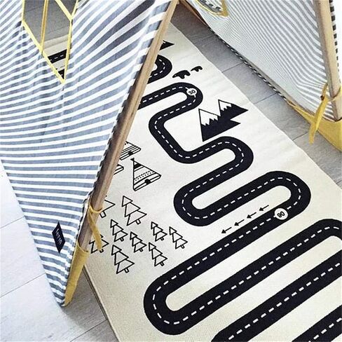 Cotton Crawling Blanket,Play Games Floor Mat Road Adventure Racing Carpet,Kids Long Pad for Bedroom Playroom Classroom Indoor,69x27inch Rectangle Area Rugs in Saudi Arabia