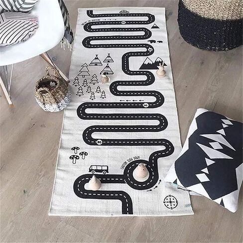 Cotton Crawling Blanket,Play Games Floor Mat Road Adventure Racing Carpet,Kids Long Pad for Bedroom Playroom Classroom Indoor,69x27inch Rectangle Area Rugs in Saudi Arabia