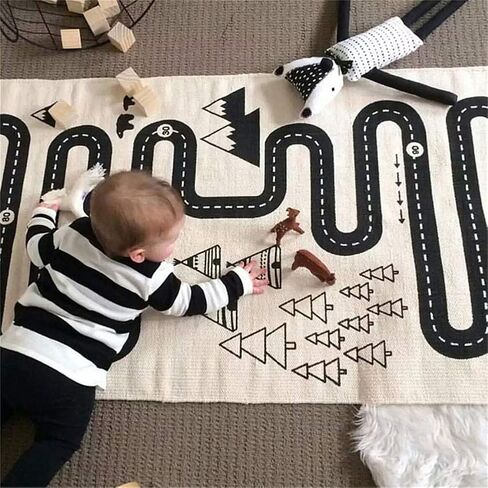 Cotton Crawling Blanket,Play Games Floor Mat Road Adventure Racing Carpet,Kids Long Pad for Bedroom Playroom Classroom Indoor,69x27inch Rectangle Area Rugs in Saudi Arabia