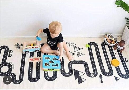 Cotton Crawling Blanket,Play Games Floor Mat Road Adventure Racing Carpet,Kids Long Pad for Bedroom Playroom Classroom Indoor,69x27inch Rectangle Area Rugs in Saudi Arabia