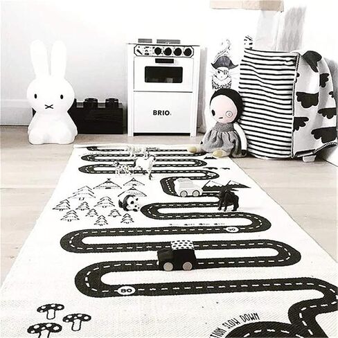 Cotton Crawling Blanket,Play Games Floor Mat Road Adventure Racing Carpet,Kids Long Pad for Bedroom Playroom Classroom Indoor,69x27inch Rectangle Area Rugs in Saudi Arabia