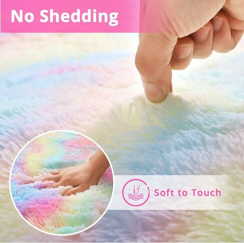 ROCYJULIN 6x9 Area Rug for for Bedroom, Ultra Soft Fluffy 6x9 Carpet for Living Room Non-Slip Shag Area Rugs Fuzzy Carpets for Nursery, Boys, Girls, Kids, Rainbow in Kuwait