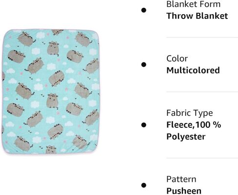 بطانية بوشين ذا كات من الصوف الناعم - غطاء بوشين ملون مرخص رسميًا يتميز بوجود بوشين وسحاب وقلوب! in Kuwait