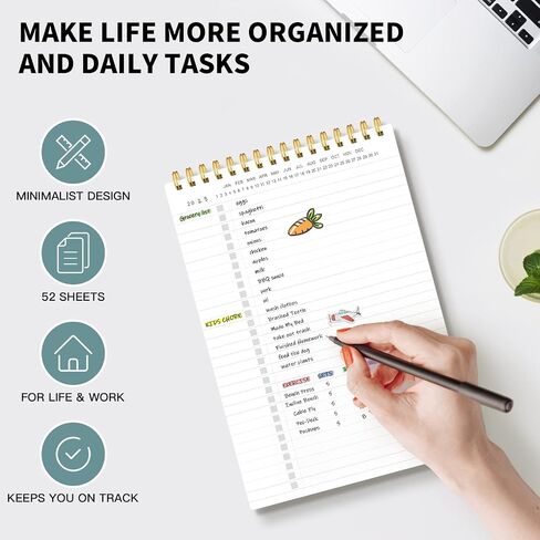 Regolden-Book To Do List Notepad Spiral Planner، متتبع المهام اليومية مع دفاتر ملاحظات مبطنة واسعة (أزرق مخضر، عبوتان) in Saudi Arabia