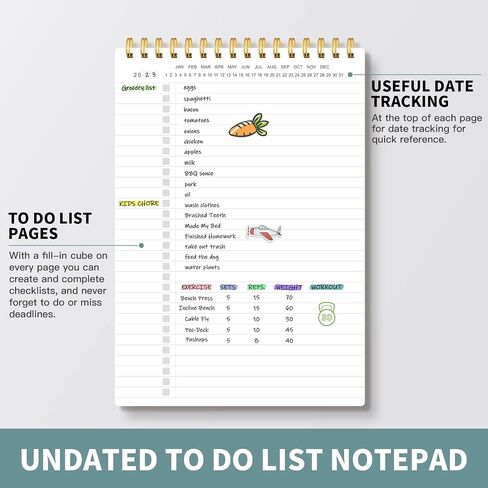 Regolden-Book To Do List Notepad Spiral Planner، متتبع المهام اليومية مع دفاتر ملاحظات مبطنة واسعة (أزرق مخضر، عبوتان) in Saudi Arabia