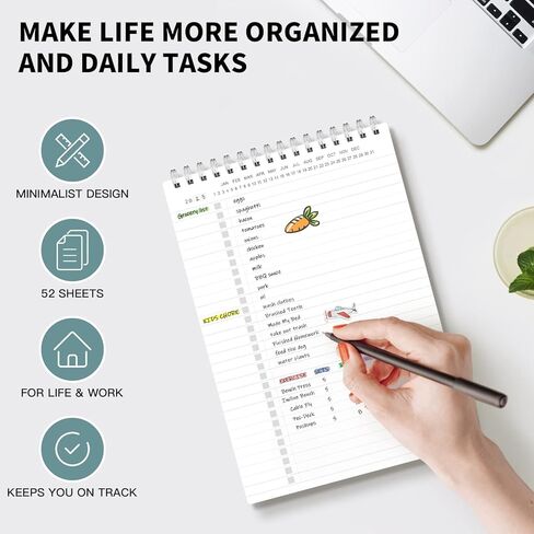 Regolden-Book To Do List Notepad Spiral Planner، متتبع المهام اليومية مع دفاتر ملاحظات مبطنة واسعة (أزرق مخضر، عبوتان) in Kuwait