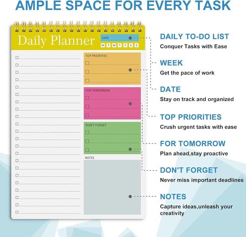 مفكرة قائمة المهام، 6 عبوات دفتر مخطط يومي للعمل، 6.5 × 9.8 بوصة مخطط قائمة المهام لزملاء العمل والمكاتب والمعلمين والمدرسة، لوحة تجريب المجلات، منظمة الملاحظات والمهام (نمط جديد) in Kuwait