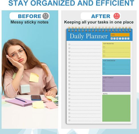 مفكرة قائمة المهام، 6 عبوات دفتر مخطط يومي للعمل، 6.5 × 9.8 بوصة مخطط قائمة المهام لزملاء العمل والمكاتب والمعلمين والمدرسة، لوحة تجريب المجلات، منظمة الملاحظات والمهام (نمط جديد) in Kuwait
