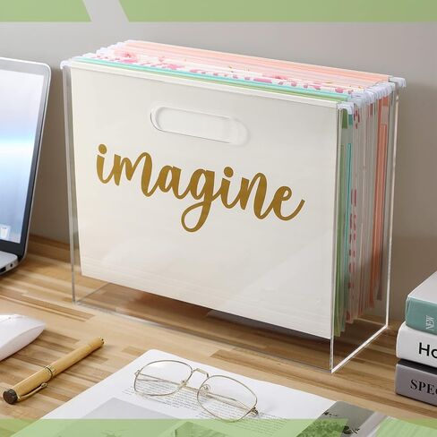 Sintuff 2 Pcs Clear File Box Slim Acrylic File Organizer with Handle Acrylic Small Hanging File Holder Office Boxes Storage Containers for Document Notebook Books Desktop Collection Home School in Saudi Arabia