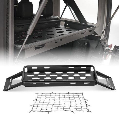 Cargo Storage Rear Interior Basket Compatible with 2007-2024 Jeep Wrangler JK & JL Unlimited 4-Door Hardtops, Trunk Luggage Rack Cargo Carrier Shelf (Black, Heavy Duty 350 LBS) in Saudi Arabia