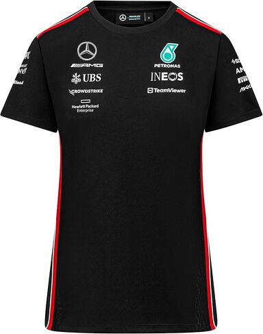 فريق مرسيدس AMG بتروناس للفورمولا 1 - تي شيرت فريق 2023 للسيدات - أسود - المقاس: S in Kuwait