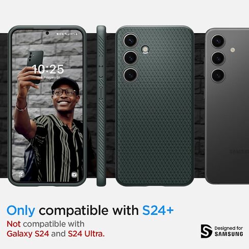 Spigen Liquid Air مصمم لحافظة Galaxy S24 Plus (2024)، [حماية من الدرجة العسكرية] - أسود مطفي in Saudi Arabia