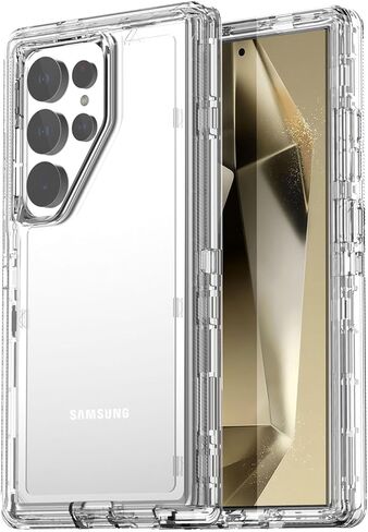 حافظة AICase لهاتف Samsung Galaxy S24 Ultra شفافة، متينة وشديدة التحمل مكونة من 3 طبقات [غير صفراء] [حماية من السقوط من الدرجة العسكرية] غطاء واقٍ مقاوم للصدمات/السقوط لهاتف Samsung Galaxy S24 Ultra 6.8" 5G in Kuwait