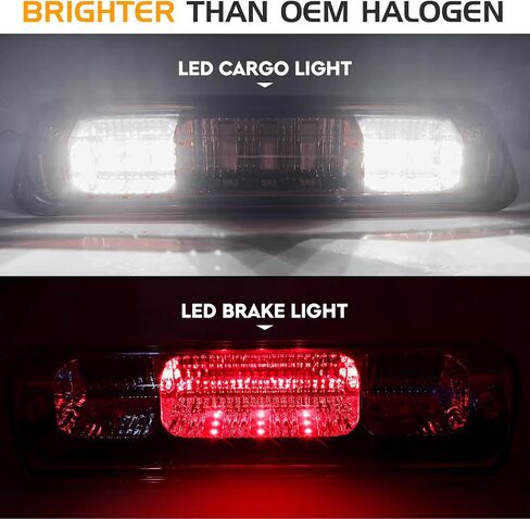 مجموعة مصابيح LED الخلفية + ضوء الفرامل الثالث لسيارة Ford F-150 F150 2004-2008 [نموذج هالوجين المصنع] Fleetside Styleside، مصابيح خلفية جانبية للسائق + الراكب وإضاءة إيقاف عالية، 3 قطع، عدسات حمراء in Saudi Arabia
