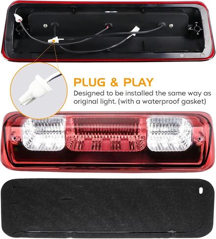 مجموعة مصابيح LED الخلفية + ضوء الفرامل الثالث لسيارة Ford F-150 F150 2004-2008 [نموذج هالوجين المصنع] Fleetside Styleside، مصابيح خلفية جانبية للسائق + الراكب وإضاءة إيقاف عالية، 3 قطع، عدسات حمراء in Saudi Arabia