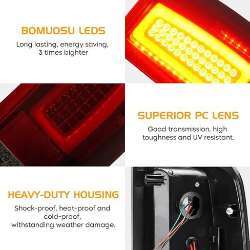 مجموعة مصابيح LED الخلفية + ضوء الفرامل الثالث لسيارة Ford F-150 F150 2004-2008 [نموذج هالوجين المصنع] Fleetside Styleside، مصابيح خلفية جانبية للسائق + الراكب وإضاءة إيقاف عالية، 3 قطع، عدسات حمراء in Saudi Arabia