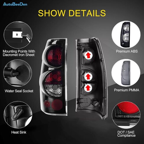 Tail Lights Compatible with Chevy Silverado 1500 2500 3500 1999-2006 / Chevrolet 2007 w/Classic Body, GMC Sierra 1500 2500 3500 1999-2002 Taillights Rear Lamps, No Bulbs, Matte Black in Saudi Arabia