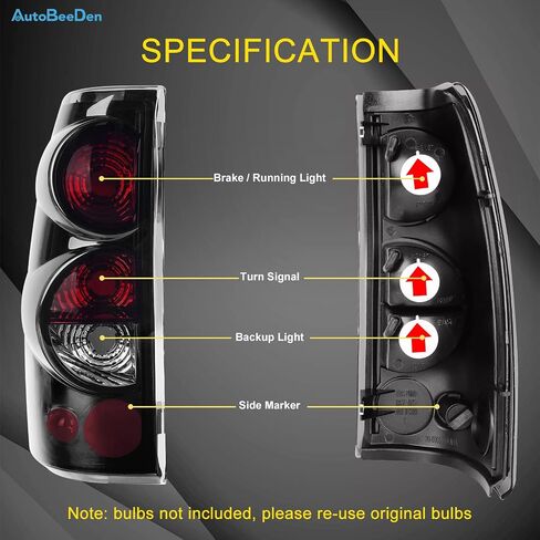 Tail Lights Compatible with Chevy Silverado 1500 2500 3500 1999-2006 / Chevrolet 2007 w/Classic Body, GMC Sierra 1500 2500 3500 1999-2002 Taillights Rear Lamps, No Bulbs, Matte Black in Saudi Arabia