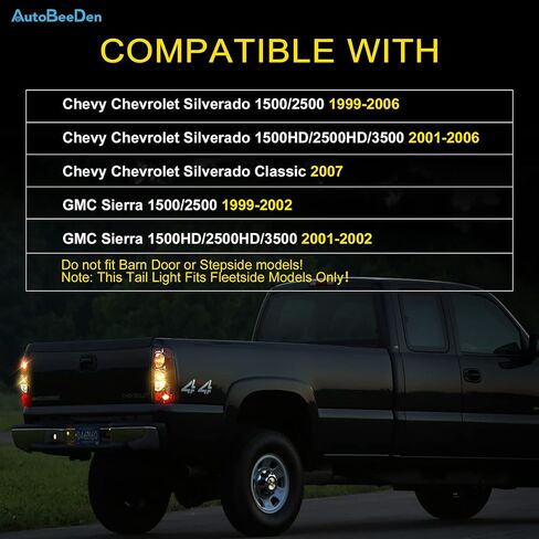 Tail Lights Compatible with Chevy Silverado 1500 2500 3500 1999-2006 / Chevrolet 2007 w/Classic Body, GMC Sierra 1500 2500 3500 1999-2002 Taillights Rear Lamps, No Bulbs, Matte Black in Saudi Arabia