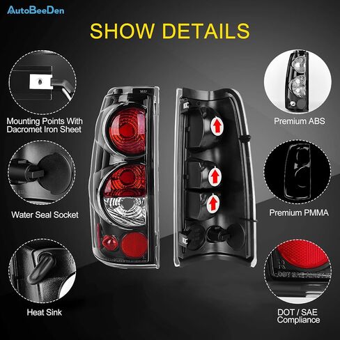 Tail Lights Compatible with Chevy Silverado 1500 2500 3500 1999-2006 / Chevrolet 2007 w/Classic Body, GMC Sierra 1500 2500 3500 1999-2002 Taillights Rear Lamps, No Bulbs, Matte Black in Saudi Arabia
