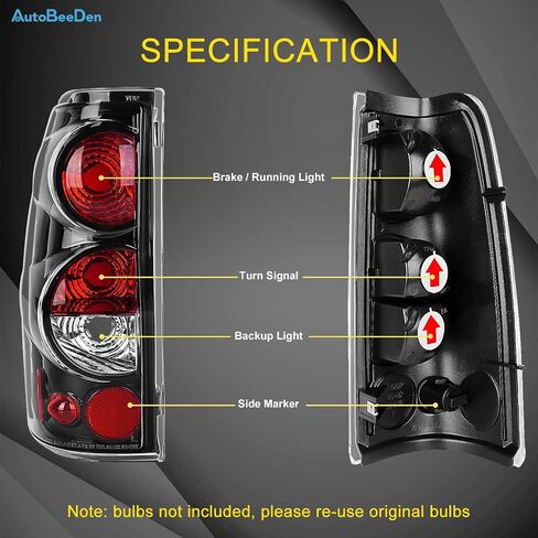 Tail Lights Compatible with Chevy Silverado 1500 2500 3500 1999-2006 / Chevrolet 2007 w/Classic Body, GMC Sierra 1500 2500 3500 1999-2002 Taillights Rear Lamps, No Bulbs, Matte Black in Saudi Arabia