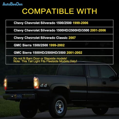 مصابيح خلفية متوافقة مع Chevy Silverado 1500 2500 3500 1999-2006 / شيفروليه 2007 مع جسم كلاسيكي، GMC Sierra 1500 2500 3500 1999-2002 مصابيح خلفية للمصابيح الخلفية، بدون مصابيح، أسود غير لامع in Kuwait