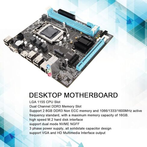 اللوحات الأم H61 LGA 1155، اللوحات الأم للألعاب Micro ATX، لـ LGA 1155 I3 I5 I7 لـ Pentium لسلسلة Celeron وحدة المعالجة المركزية ثنائية القناة DDR3 M.2 NVMe NGFF HD VGA Output in Saudi Arabia