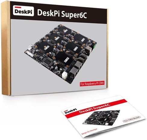 DeskPi Super6C لمجموعة Raspberry Pi CM4، لوحة Mini-ITX 6 RPI CM4 مدعومة، مزود طاقة متضمن in Saudi Arabia