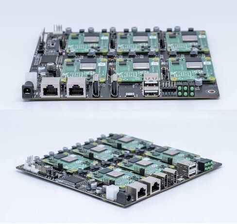 DeskPi Super6C لمجموعة Raspberry Pi CM4، لوحة Mini-ITX 6 RPI CM4 مدعومة، مزود طاقة متضمن in Saudi Arabia
