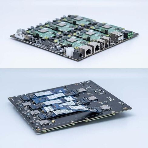 DeskPi Super6C لمجموعة Raspberry Pi CM4، لوحة Mini-ITX 6 RPI CM4 مدعومة، مزود طاقة متضمن in Saudi Arabia