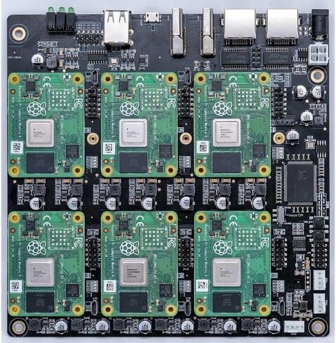 DeskPi Super6C لمجموعة Raspberry Pi CM4، لوحة Mini-ITX 6 RPI CM4 مدعومة، مزود طاقة متضمن in Saudi Arabia