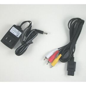 Video Game Accessories for Super NES SNES Hookup Connection Kit AC Adapter Power Cord AV Cable