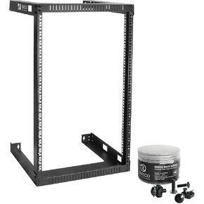 RIVECO 18U 19" Wall Mount Server Rack – 17.7" Deep 2 Post Open Frame Cabinet Easy Assembly Firm Constructed Shelf for Internet/Network/AV/Data Home Equipment/Patch Panel & M5 Screws 50 Sets